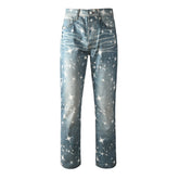 Mens trendy purple jeans 100% cotton Rhinestones #9141
