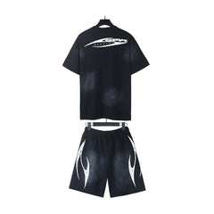 Hellstar T-Shirt And Shorts Two-Piece Set High-quality pure cotton high-street clothing