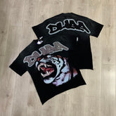DUAA T shirts Distressed, ripped short-sleeve tee with rhinestone embellishment