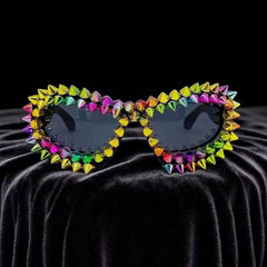 Trendy punk glasses special-shaped spikes and rivets