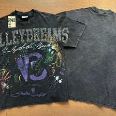 Valeforever Vale T Shirts Distressed vintage-style purple English letters