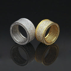 Rings Gold Plated BlingBling Micro Set Zircon Ring Hip Hop Royalty