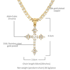 Jewelry Stainless Steel Cross Necklace Vintage AAA Zircon Pendant Necklace Crosses Spectrum St. Valentine's