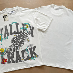 Valeforever Vale T Shirts Small white hot-fix rhinestone flowers