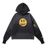 DREW HOUSE Hoodie Black cracked smiley face