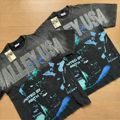 Valeforever Vale T Shirts Washed black with a distressed finish and hot-fix rhinestones.