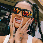 Trendy punk glasses shark teeth glue