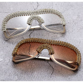 Trendy punk glasses with diamonds