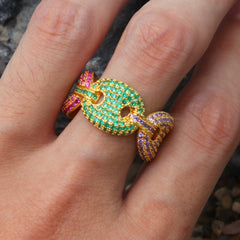 Rings Coffee Beans Microencrusted Zircon Ring Zircon Pig Nose HIPHOP St. Valentine's