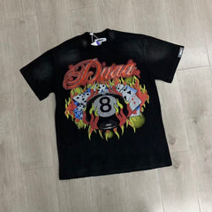 DUAA T shirts Risk SS Tee 2026ss European and American streetwear brand with hot-fix rhinestone distressed finish