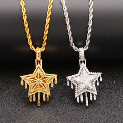Jewelry Hip Hop Men's Zircon Pentagram Water Drop St. Valentine's Angel Pieces