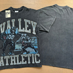Valeforever Vale T Shirts Black acid-washed style with rhinestone lettering