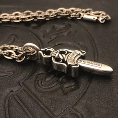 CHH Chrome heart Cross Necklace Men's and Women's Medium Double Sided Sword Pendant Vintage Style