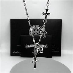 CHH Chrome heart Cross Necklace Men's and Women's Cross Double Pendant Vintage Necklace