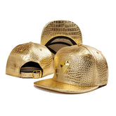 Trendy flat brimmed snapback hatsgold adjustable sun shade