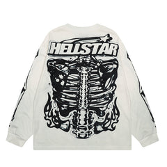 Hellstar Long Sleeve Shirts Hip-hop loose oversize High-quality pure cotton high-street clothing