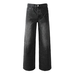 Mens trendy purple jeans 100% cotton Jeans Rhinestones #105