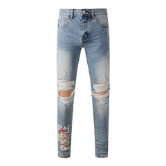 Mens trendy purple jeans 100% cotton Pure Cotton High Street Trend