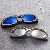 Trendy punk glasses diamond-encrusted uv protection