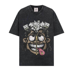 BIG FACE T shirts Pure Cotton High-Street Fashion