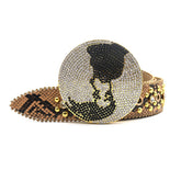 Hip-hop punk rhinestone belt earth round buckle punk style