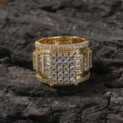 Rings Hip Hop Square Ring Copper Zircon Adjustable St. Valentine's Spectrum