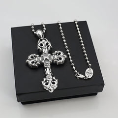 CHH Chrome heart Cross Necklace Vintage Flame Vine Cross Pendant
