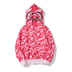 Bathing Ape Bape Hoodie Shark Double Hood Men's and Women's Cardigan Zip Sweater