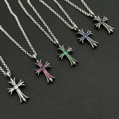 CHH Chrome heart Cross Necklace Vintage Cross Necklace with Diamonds for Men and Women