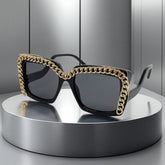 Trendy punk glasses square frame retro chain