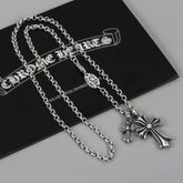CHH Chrome heart Cross Necklace Vintage Double Cross Pendant for Men and Women