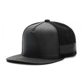 Trendy flat brimmed snapback hatsleather