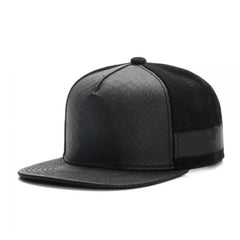 Trendy flat brimmed snapback hatsleather