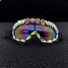 Trendy punk glasses colorful crystal