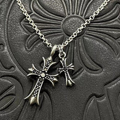 CHH Chrome heart Cross Necklace Vintage Double Cross Diamond Pendant for Men and Women