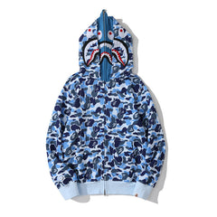 Bathing Ape Bape Hoodie Shark Double Hood Men's and Women's Cardigan Zip Sweater
