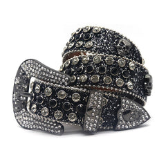Hip-hop punk rhinestone belt men's flash silver inlaid pin buckle