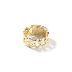 Rings Zircon Ring 14K Gold Full Diamond Cuban Chain Spectrum