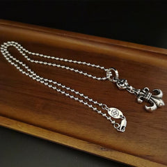CHH Chrome heart Cross Necklace Cross Scout Flower Men's and Women's Vintage Necklace