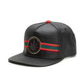 Trendy flat brimmed snapback hatsleather metal logo adjustable
