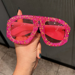 Trendy punk glasses retro diamond