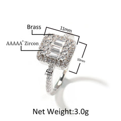 Rings Silver Square Zircon Ring ins St. Valentine's Spectrum