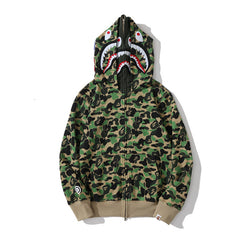 Bathing Ape Bape Hoodie Shark Double Hood Men's and Women's Cardigan Zip Sweater