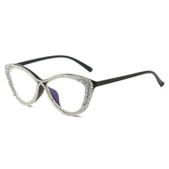 Trendy punk glasses diamond cat eyes