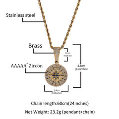 Jewelry Diamond Compass Pendant Necklace Vintage Spectrum Dog Tags