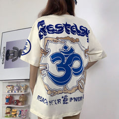 Hellstar T Shirt Yoga Girl Print Casual Loose High-quality pure cotton high-street clothing
