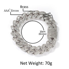 Bracelet 14MMT Square Zircon Hip Hop Cuban Chain Bracelet Spectrum St. Valentine's
