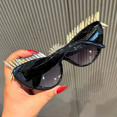 Trendy punk glasses large frame retro