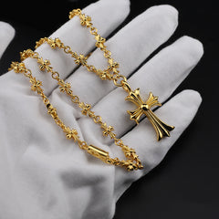 CHH Chrome heart Cross Necklace Gold Retractable Cross Premium Cold Wind Versatile for Men and Women