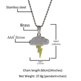 Jewelry Hip Hop Lightning Pendant Copper Inlaid Zircon Necklace Lightning Spectrum